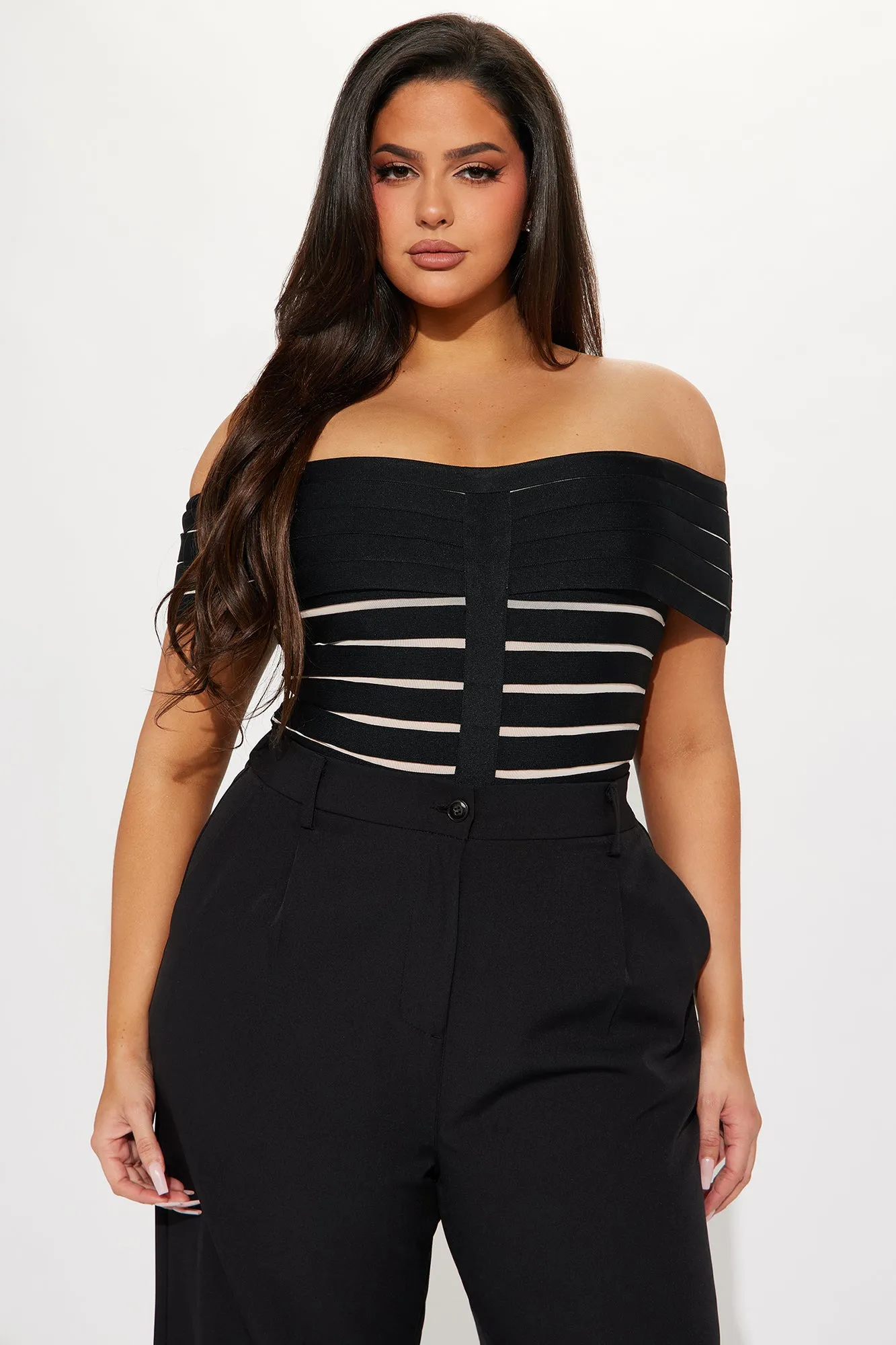Monica Bandage Off Shoulder Bodysuit - Black/combo