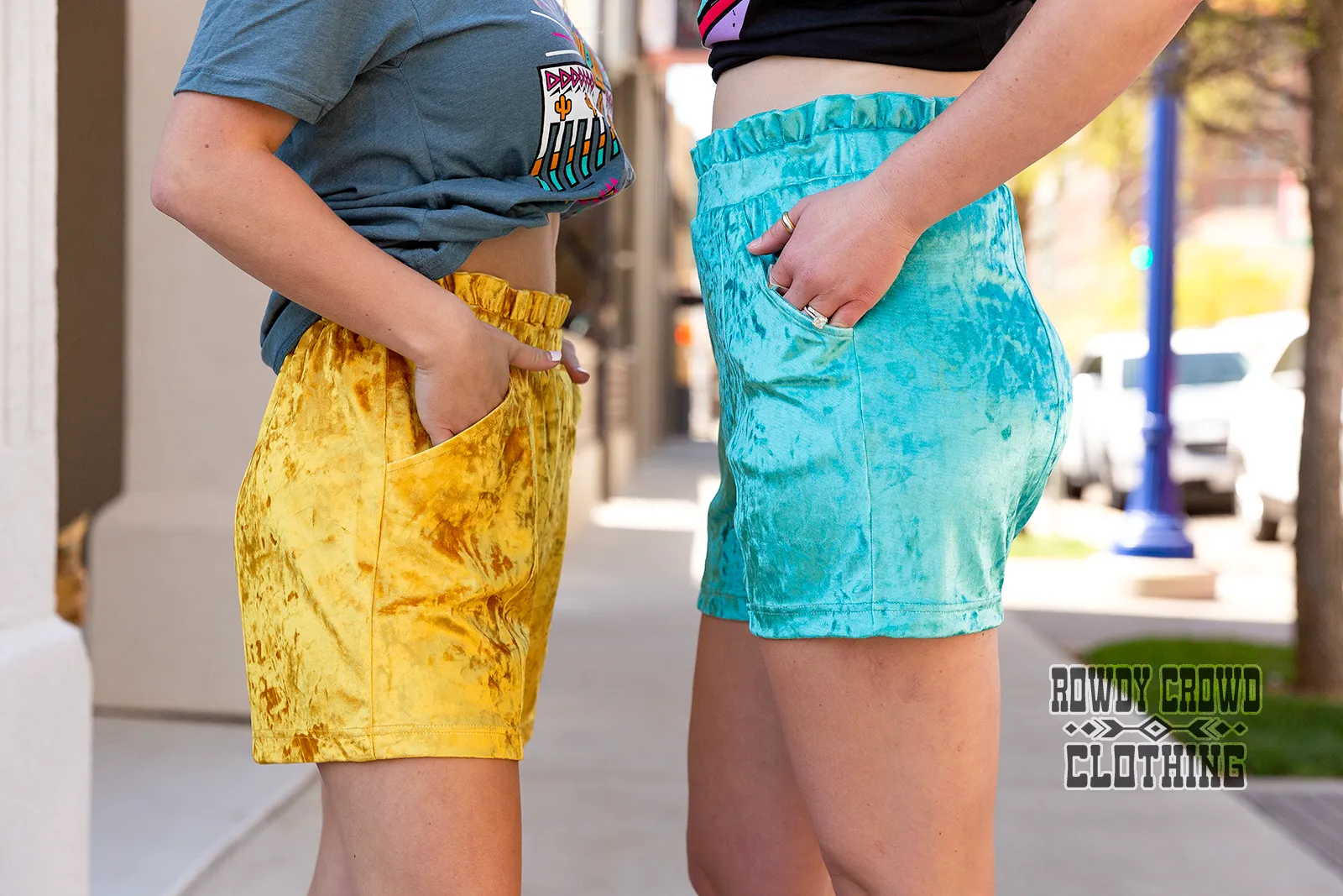 Mustard Vetiver Velvet Shorts