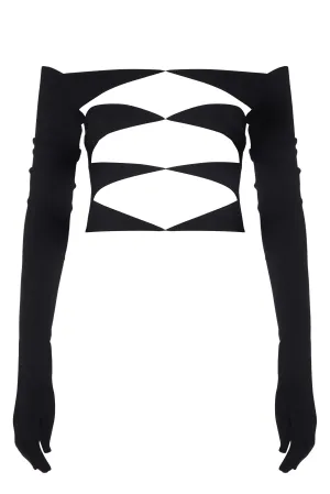 Off Shoulder Cut-Out Glove Top