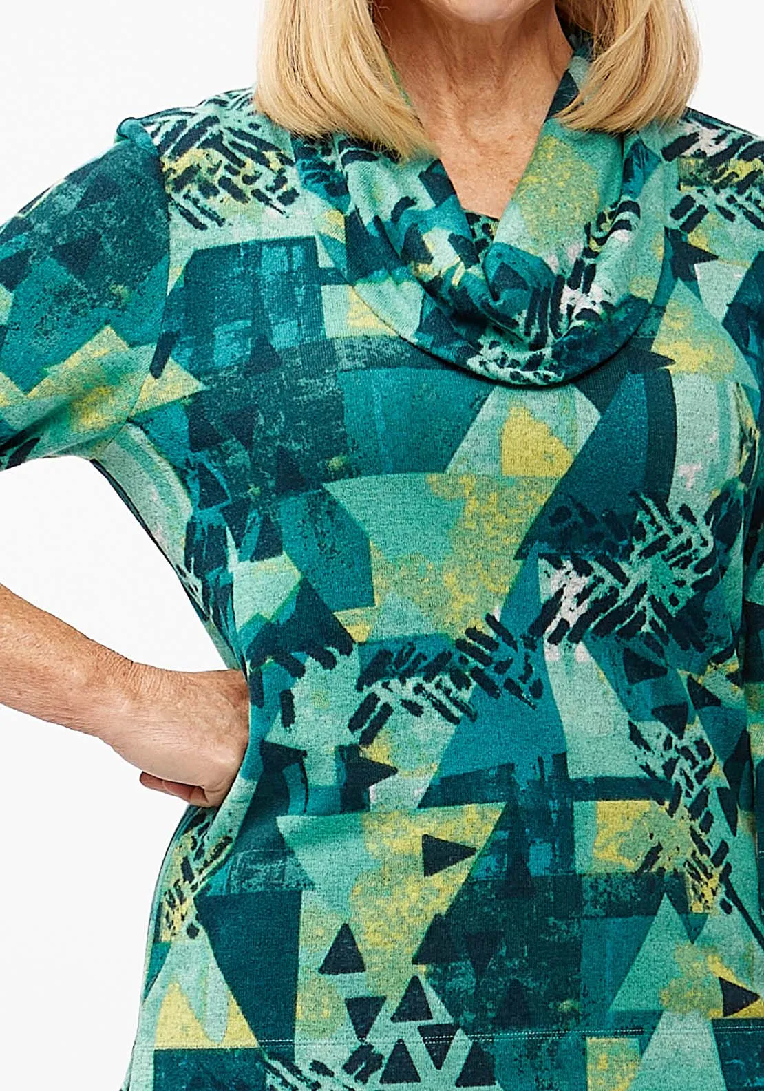 Pistachio Abstract Cowl Neck Top