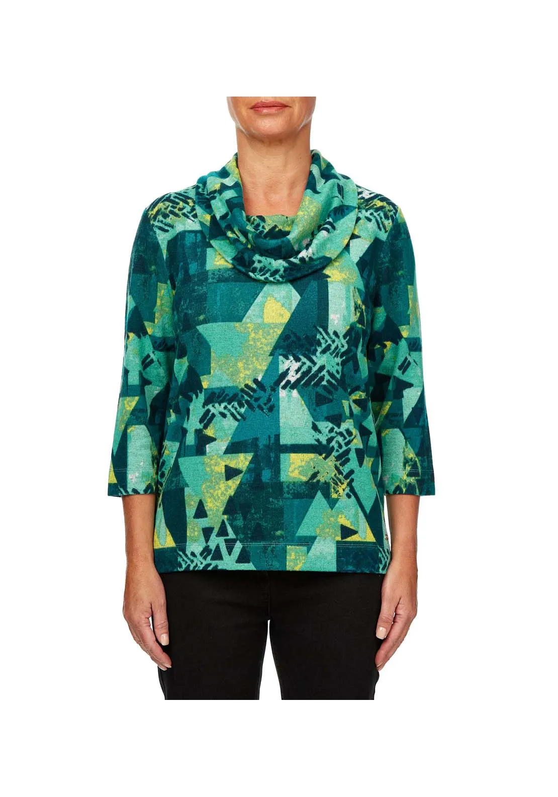 Pistachio Abstract Cowl Neck Top