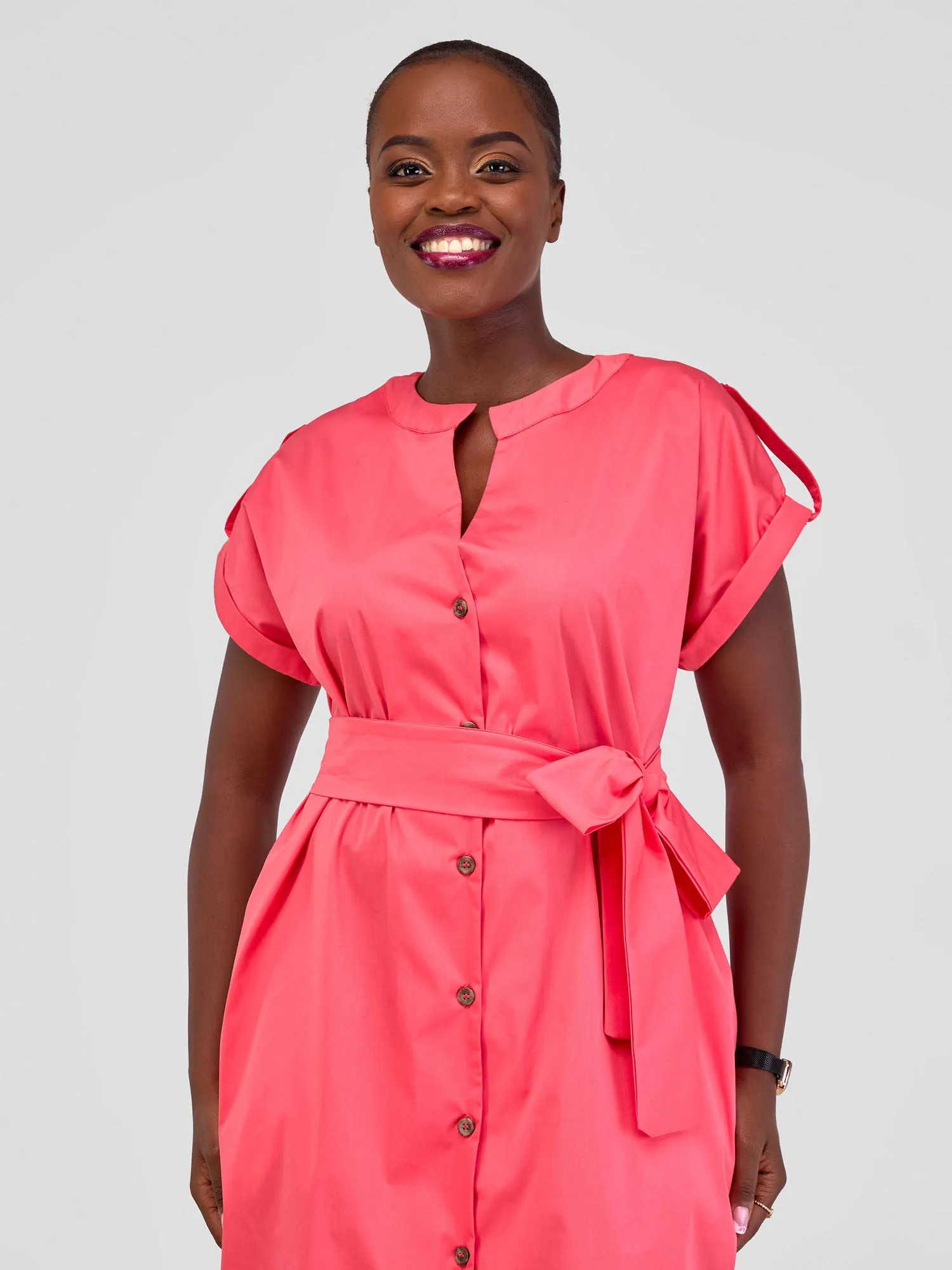 Safari Zene Drop Shoulder Above Knee Dress - Pink