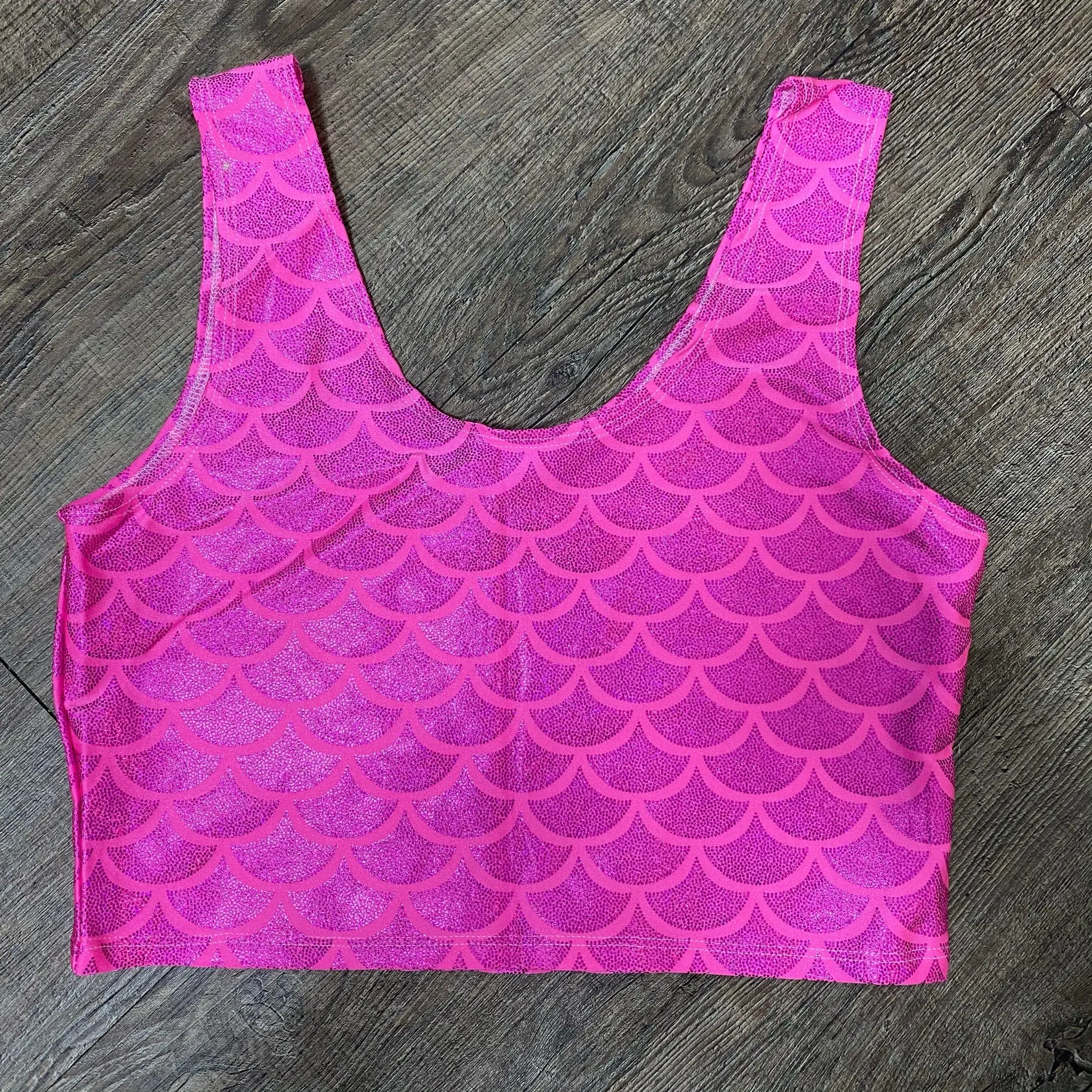 SALE - MEDIUM Hot Pink Mermaid Crop Tank Top