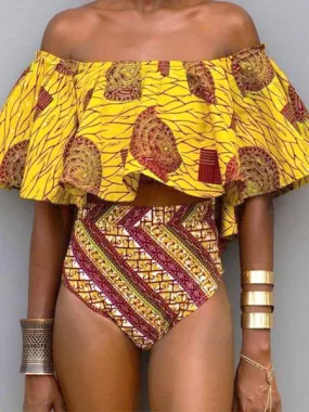Sexy Off-the-Shoulder Flounced Bikini Sets
