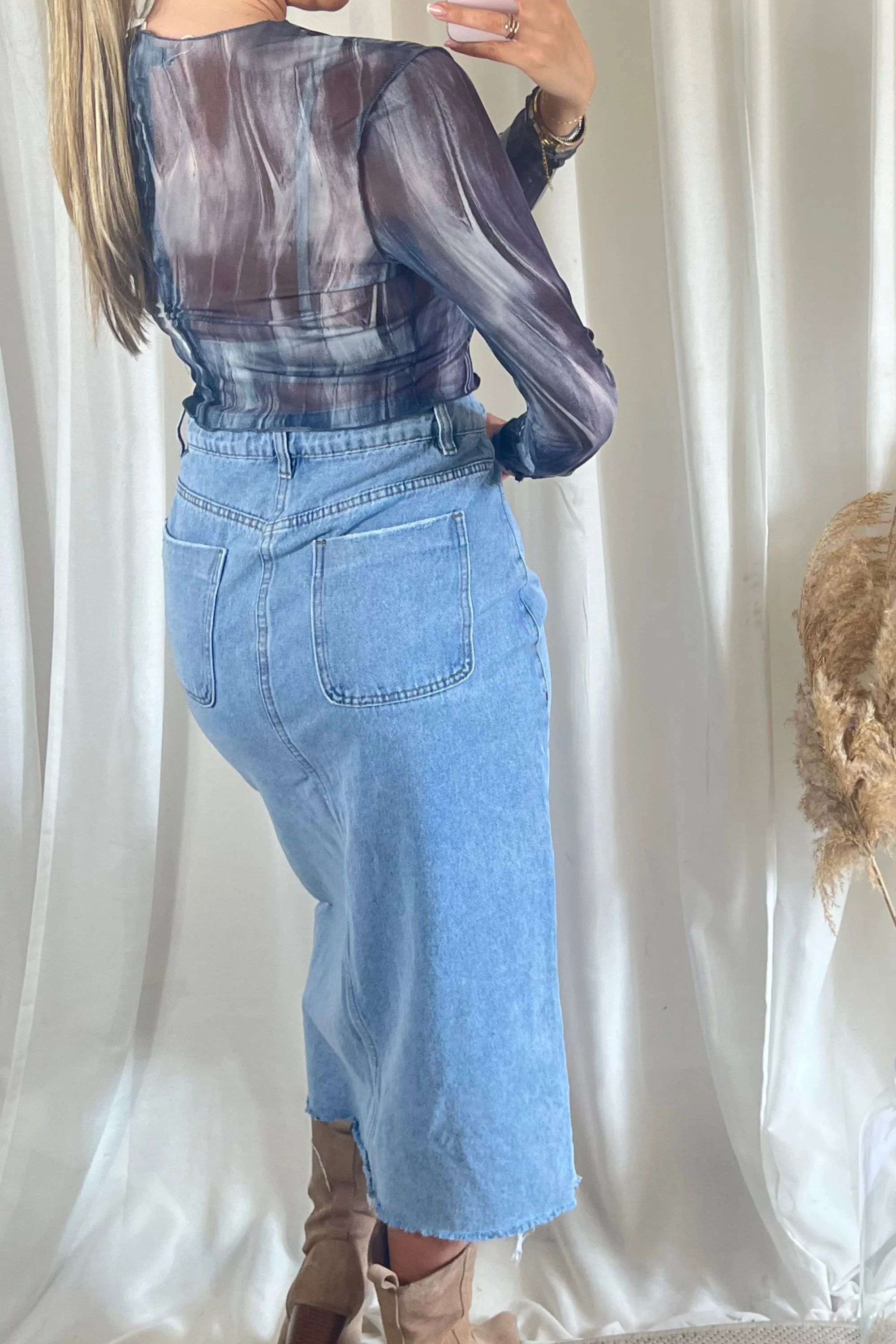 Sheer Mesh Long Sleeve Top