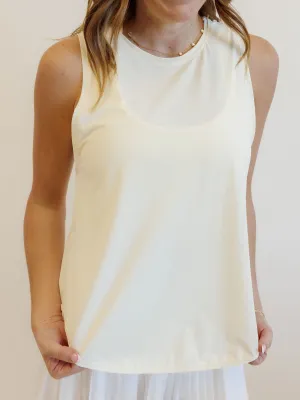 Soft Yellow "Ryanne"  Mesh Tie Back Tank