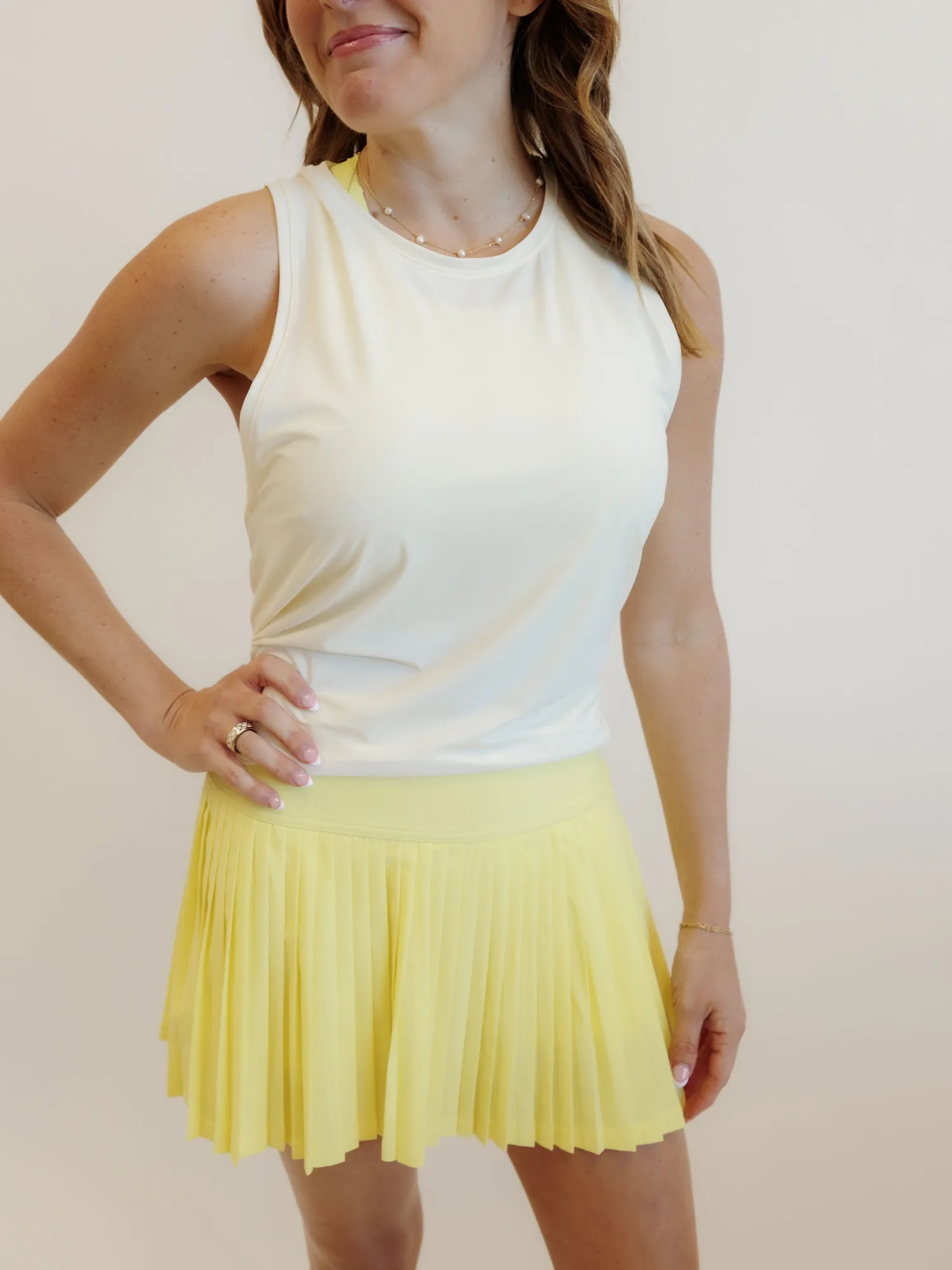 Soft Yellow "Ryanne"  Mesh Tie Back Tank