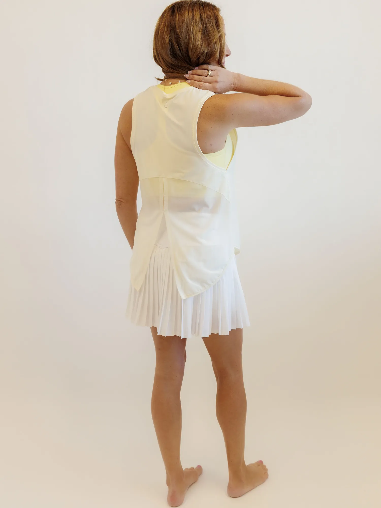 Soft Yellow "Ryanne"  Mesh Tie Back Tank