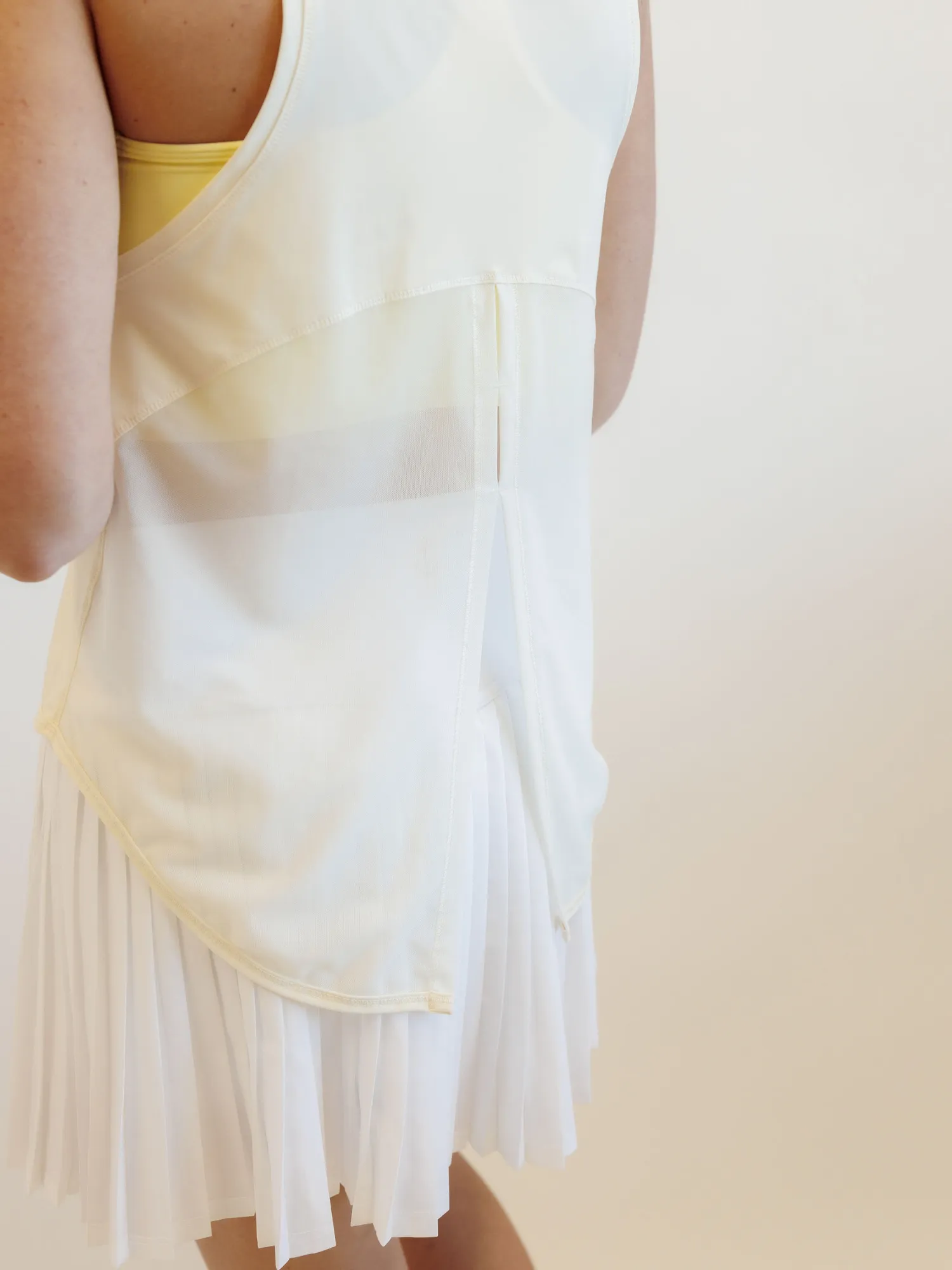 Soft Yellow "Ryanne"  Mesh Tie Back Tank