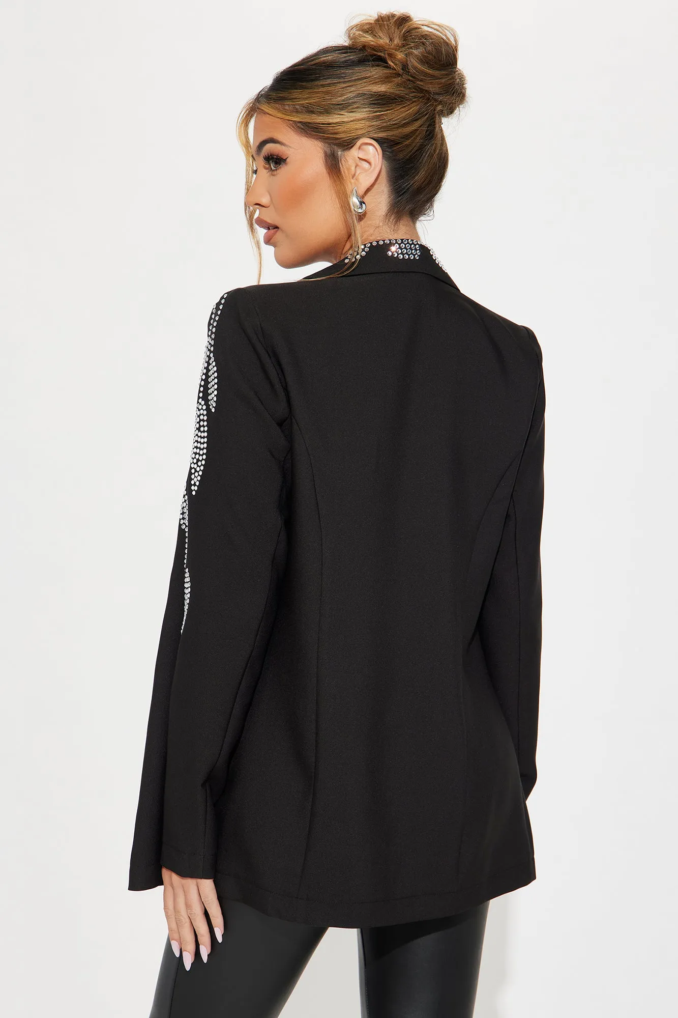 Stand Out Rhinestone Blazer - Black