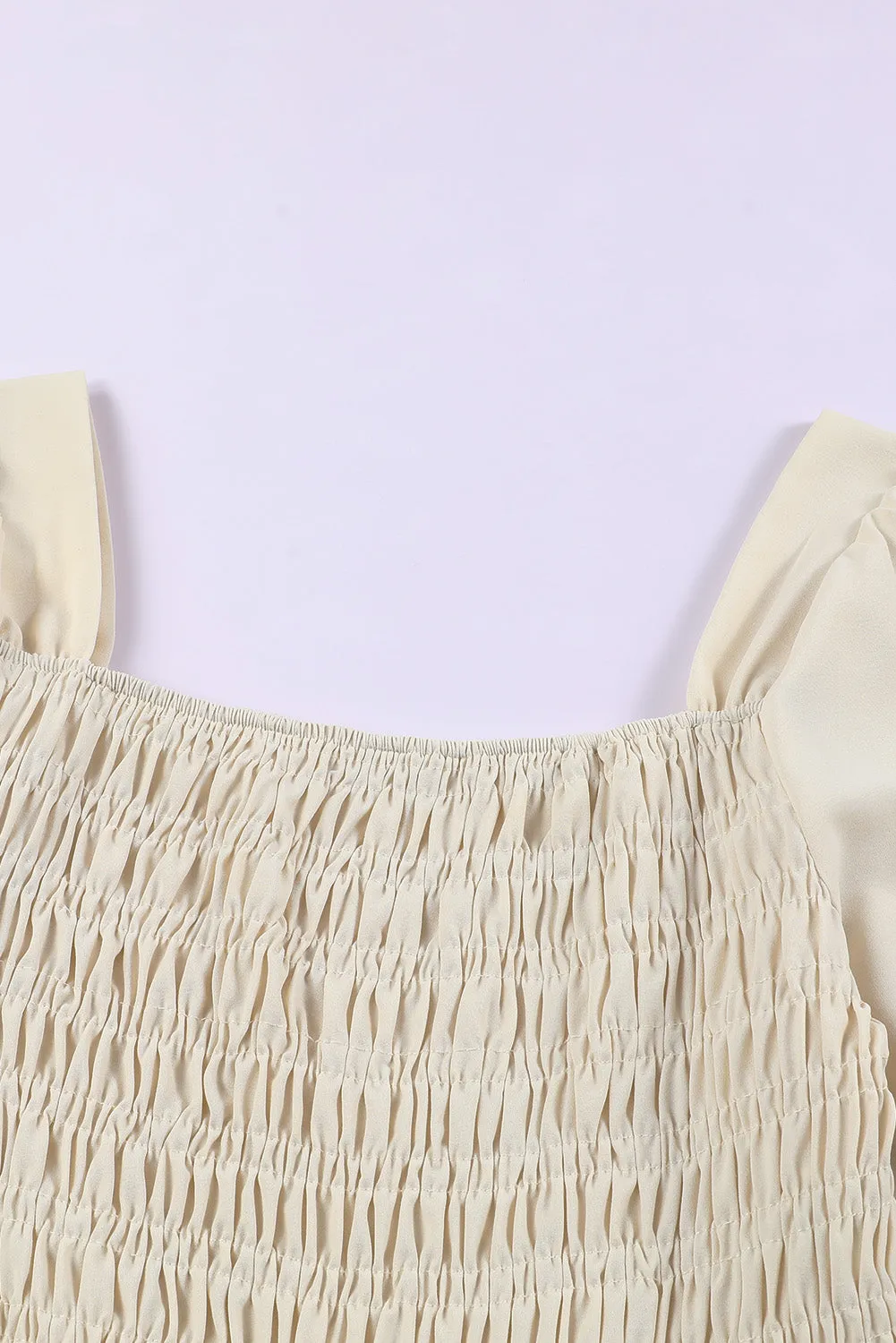Sunset and Swim Smocked Long Flounce Sleeve Square Neck Jumpsuit