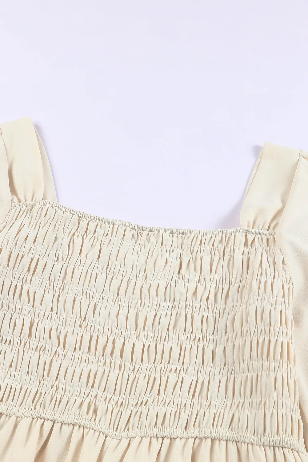 Sunset and Swim Smocked Long Flounce Sleeve Square Neck Jumpsuit