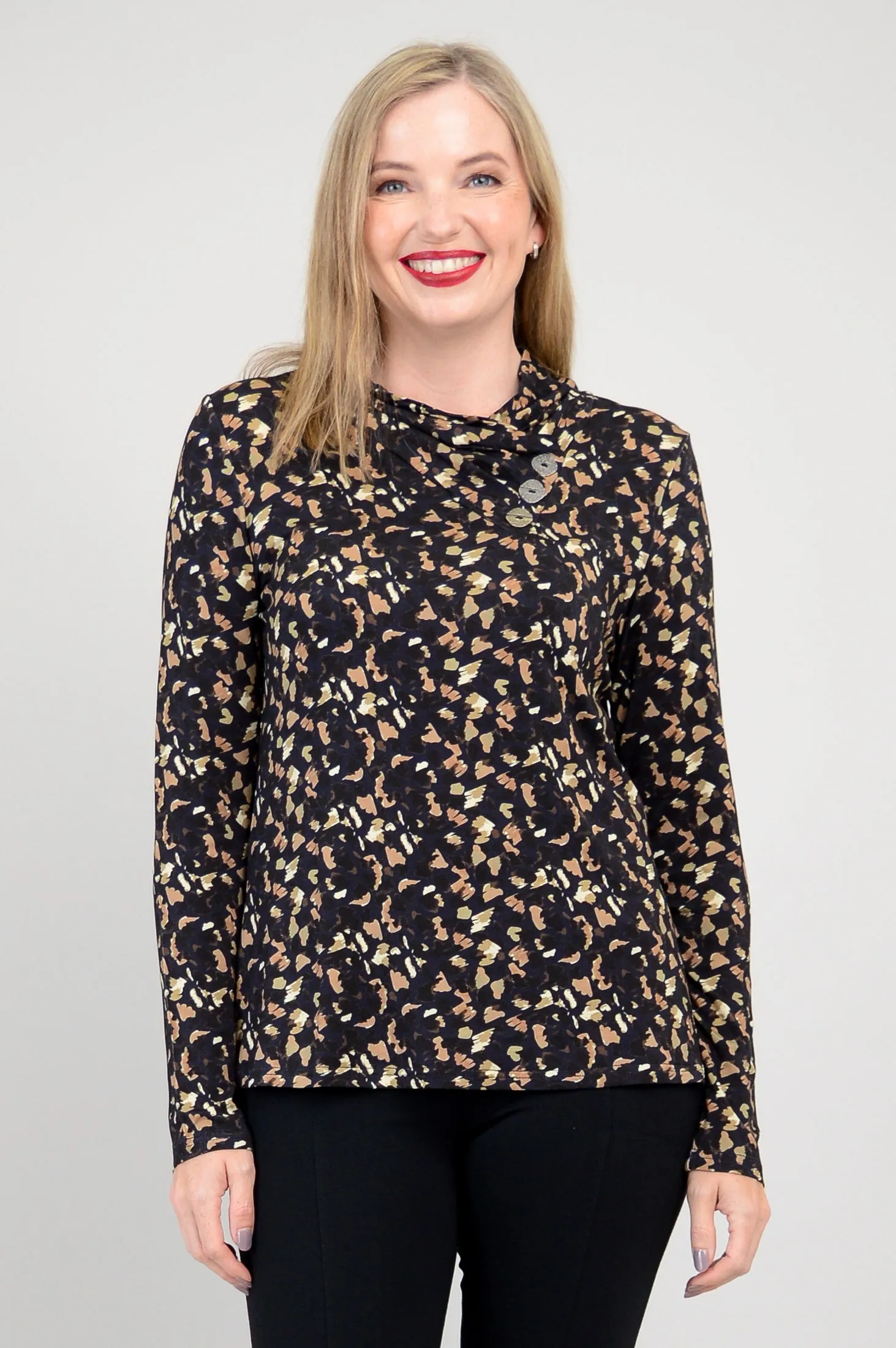 Trinity L/S Top, Calico, Bamboo - Final Sale